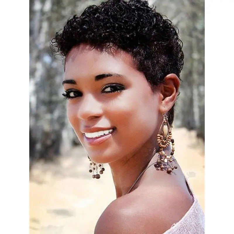 Human Hair Wigs For African Americans Kinky 4" Monofilament Wigs