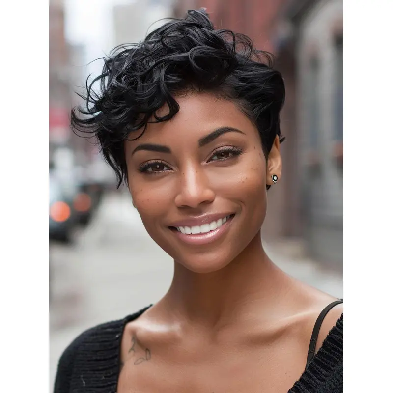 Short Curly Wigs For African American Women Black Remy Human Hair Wigs