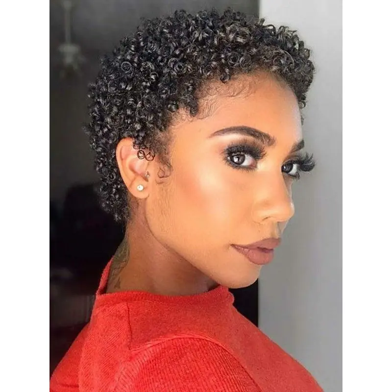 Short Cut Wigs For African American Remy Human Hair Boycuts Black Wigs