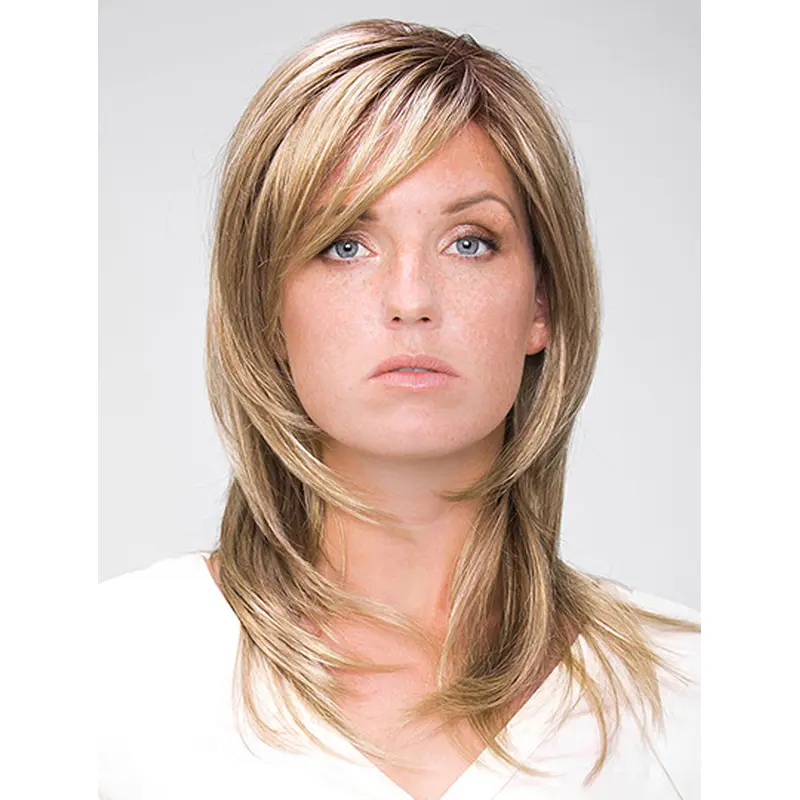 14" Straight Shoulder Length Blonde Synthetic With Bangs Handmade Wigs
