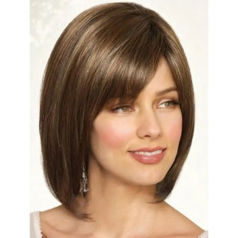Brown Straight Synthetic Beautiful Medium Wigs