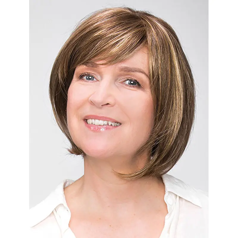 Chin Length 12" 100% Hand-tied Blonde Synthetic Bobs Elderly Lady Wigs