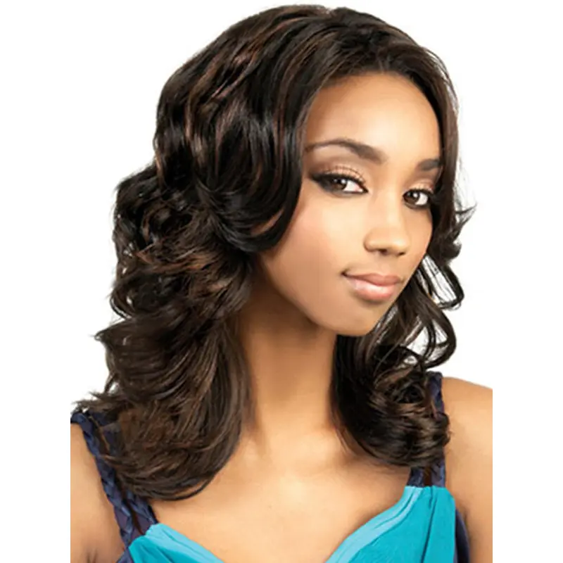 Graceful Brown Wavy Long African American Wigs