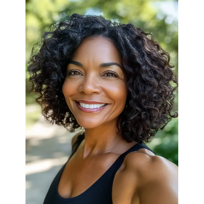 Human Hair Bob Wigs For African American 12" Curly Black Wigs