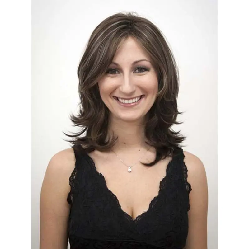 Ideal Brown Wavy Shoulder Length Synthetic Wigs