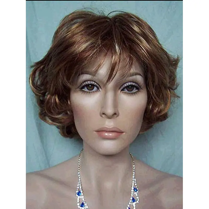 Lace Front Faddish With Bangs Wavy Short Wigs