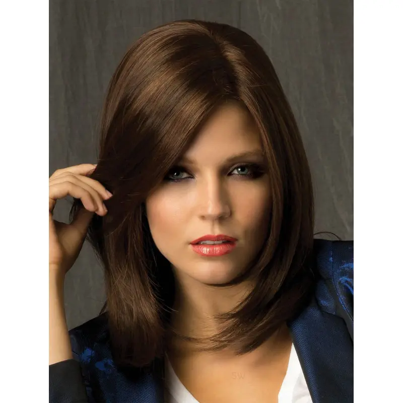 Refined Brown Straight Shoulder Length Lace Wigs
