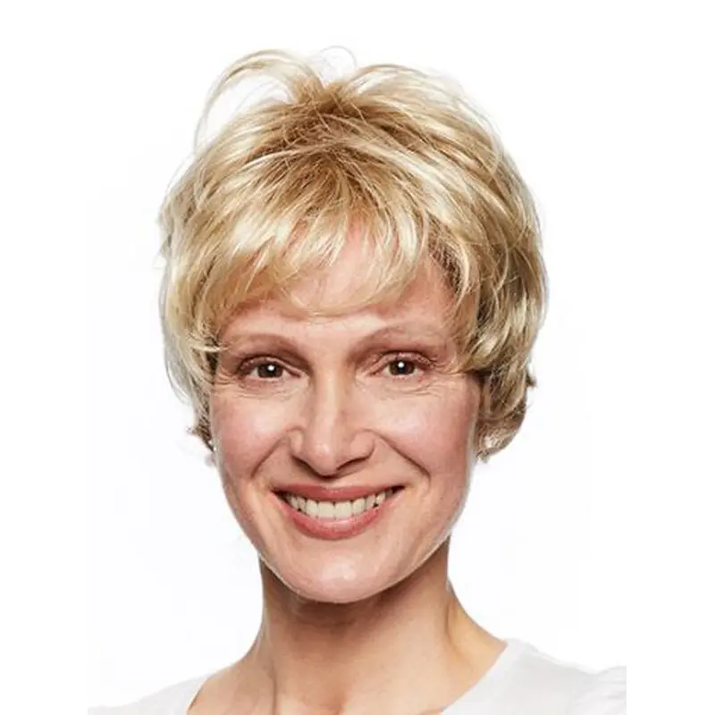 Short Capless Wavy Blonde Womens Wigs