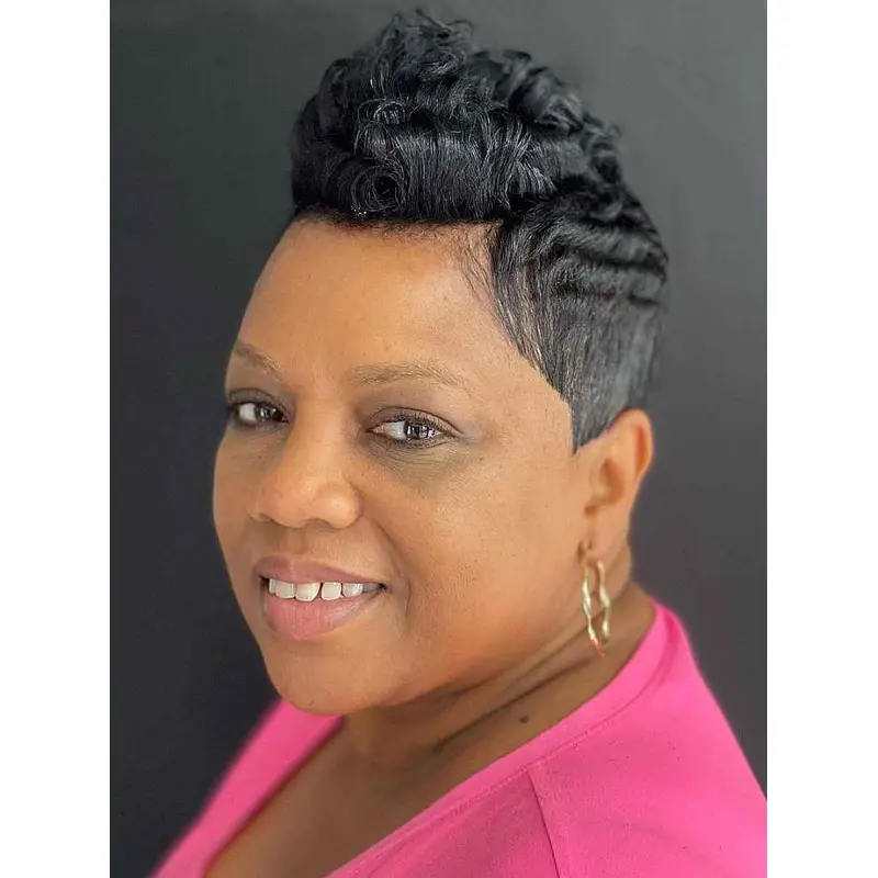 Short Wavy Wigs African American 4" Boycuts Monofilament Wigs