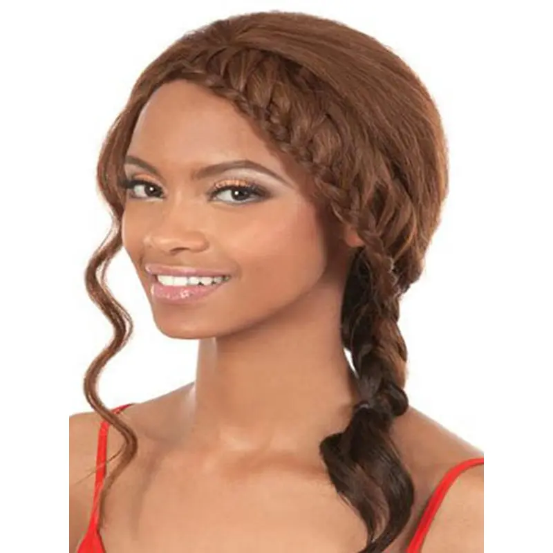 Sleek Brown Wavy Shoulder Length African American Wigs