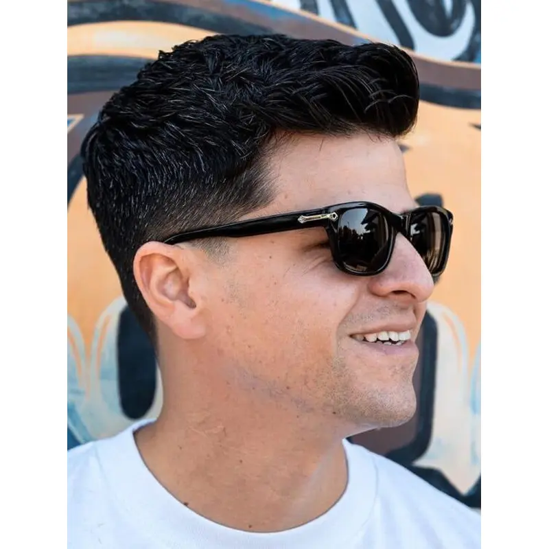 Straight Mono Top Remy Human Hair Black Short Textured Style Men Wigs