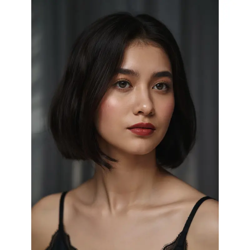 Bob Style Wigs Online Black 10" Chin Length Layered Wigs