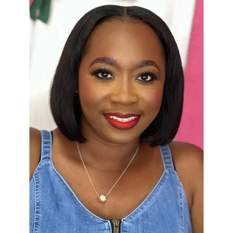 Medium Length Wigs African American 10" Straight Remy Human Hair Wigs