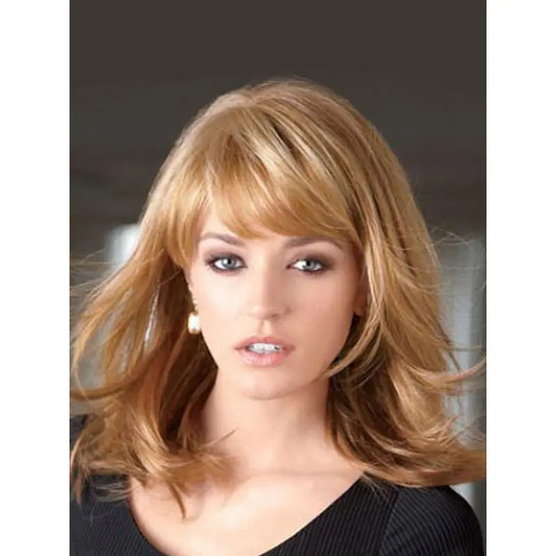 Hairstyles Blonde Straight Shoulder Length Lace Front Wigs