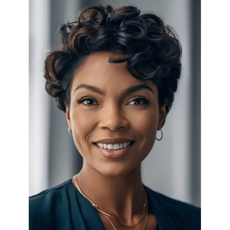 Human Hair Pixie Wigs For African American Black Curly Layered Wigs