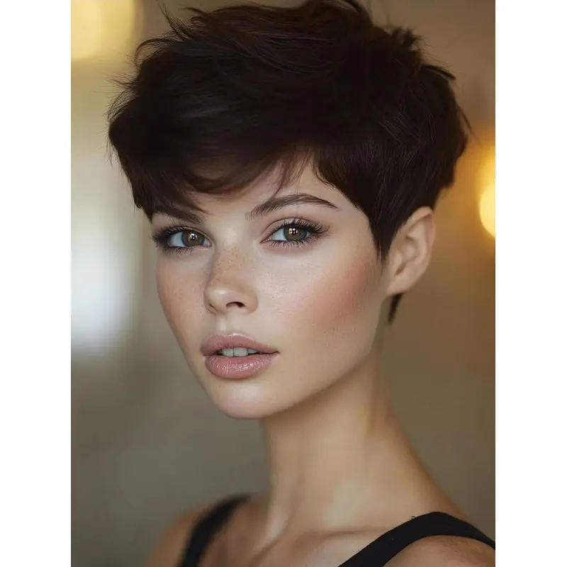 Human Hair Short Wig Boycuts 6" Black Straight Lace Front Wigs