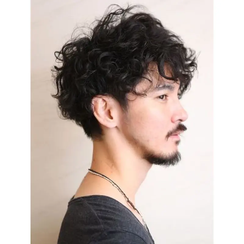 Mens Short Wigs Layered Black Curly 6" Wigs