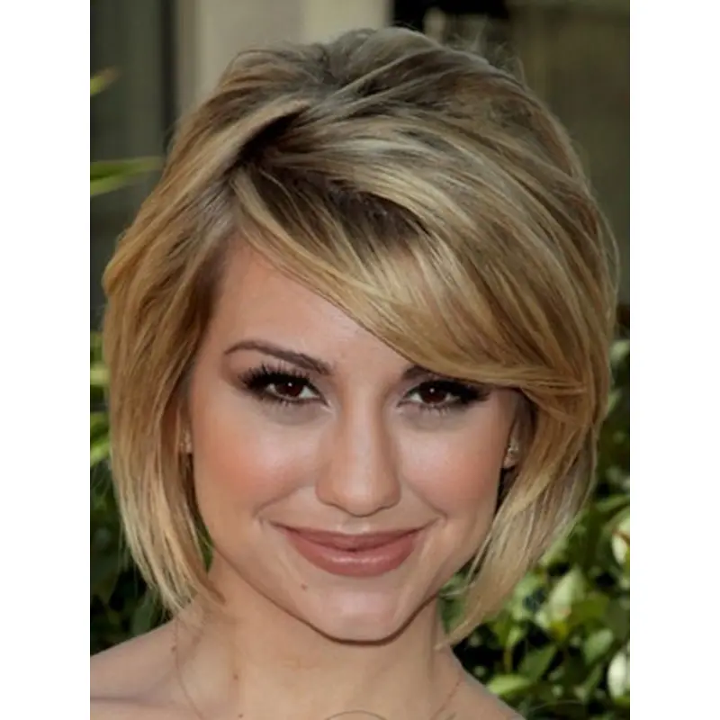 Modern Blonde Straight Chin Length Celebrity Wigs