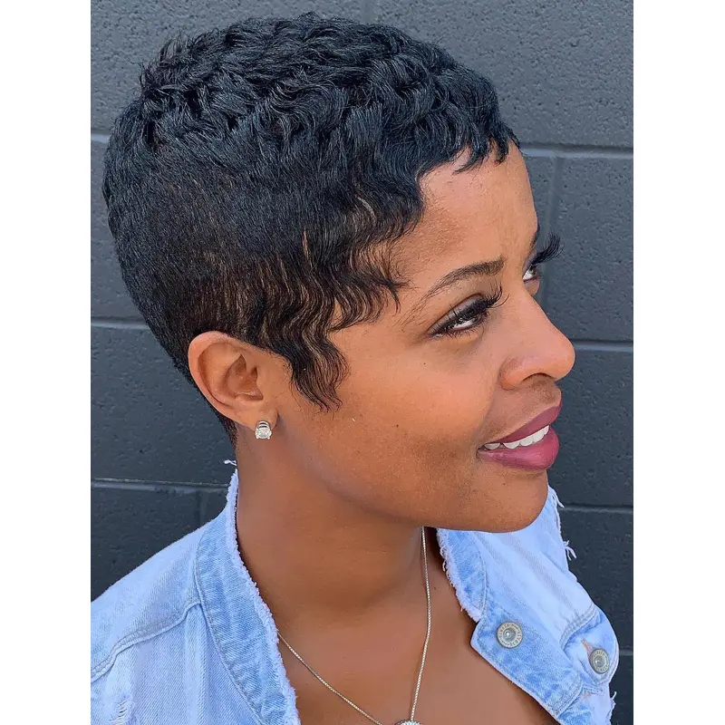 Natural Looking Wigs African American 4" Curly Remy Human Hair Wigs