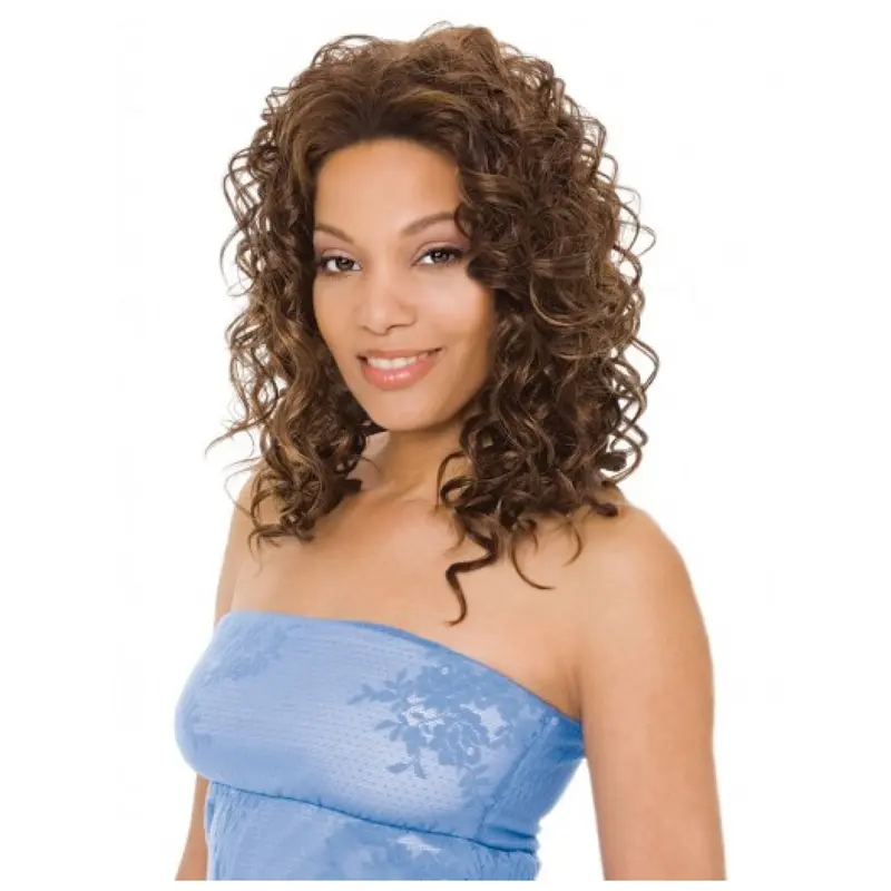 Pleasing Brown Curly Shoulder Length Human Hair Wigs & Half Wigs