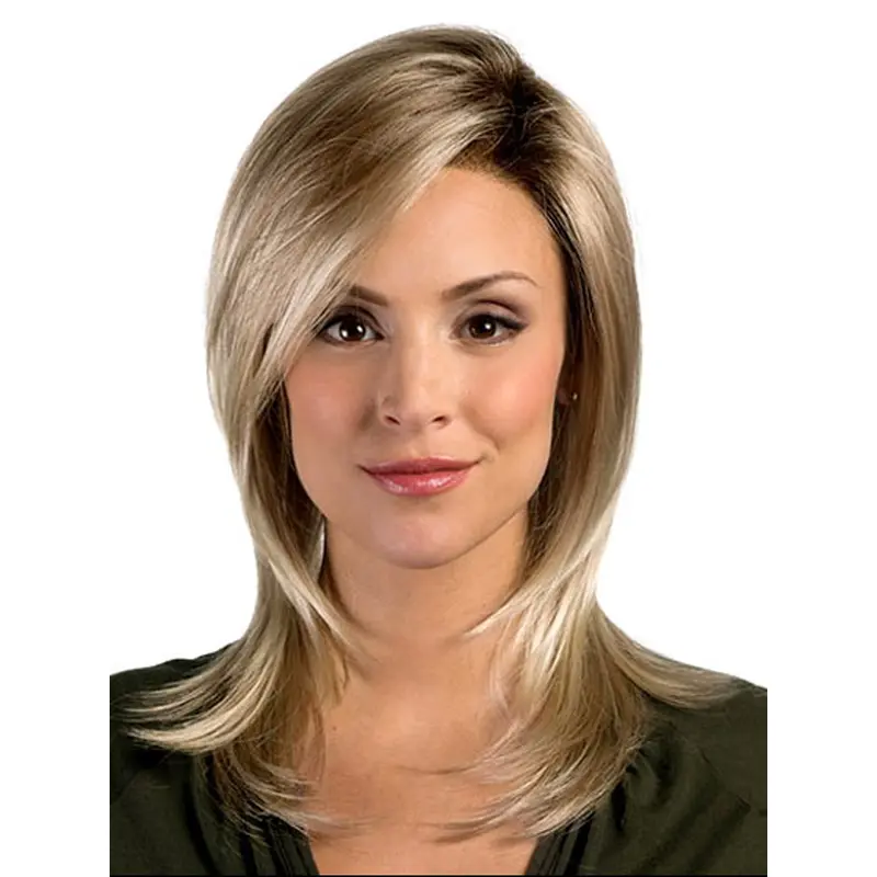 Tempting Blonde Straight Shoulder Length Synthetic Wigs
