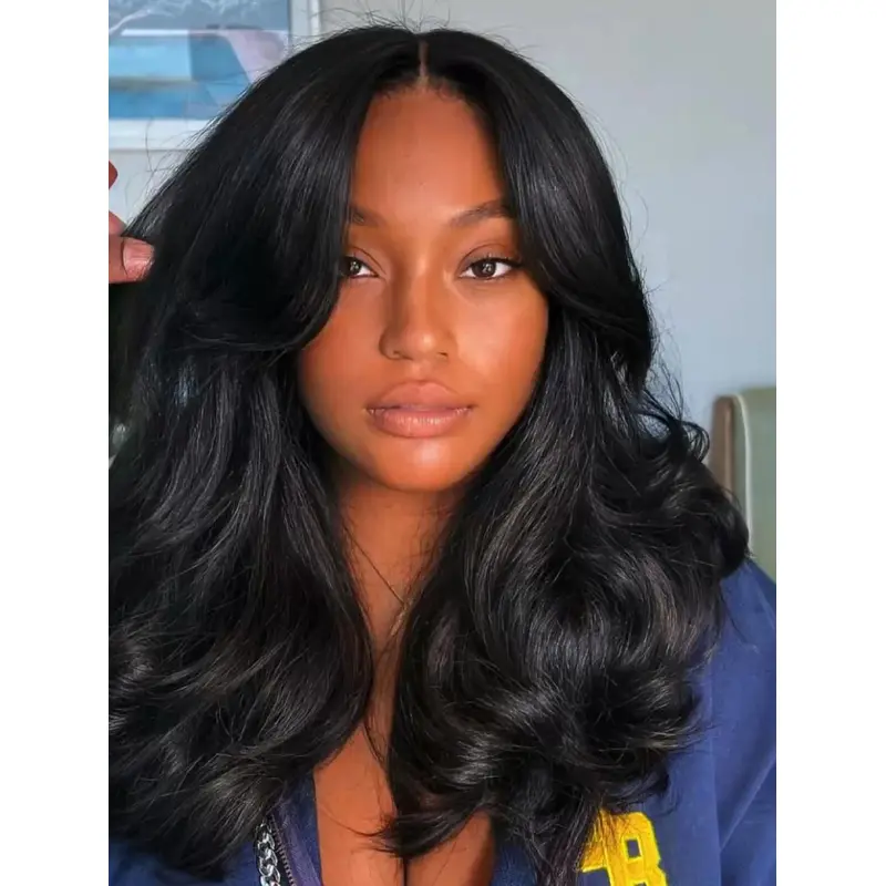 Wigs For African American Women Shoulder Length Wigs Wavy Lace Front Synthetic Wigs