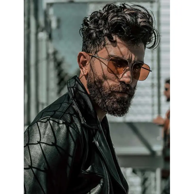 Black Remy Human Hair Monofilament Curly Short Perm Men Wigs