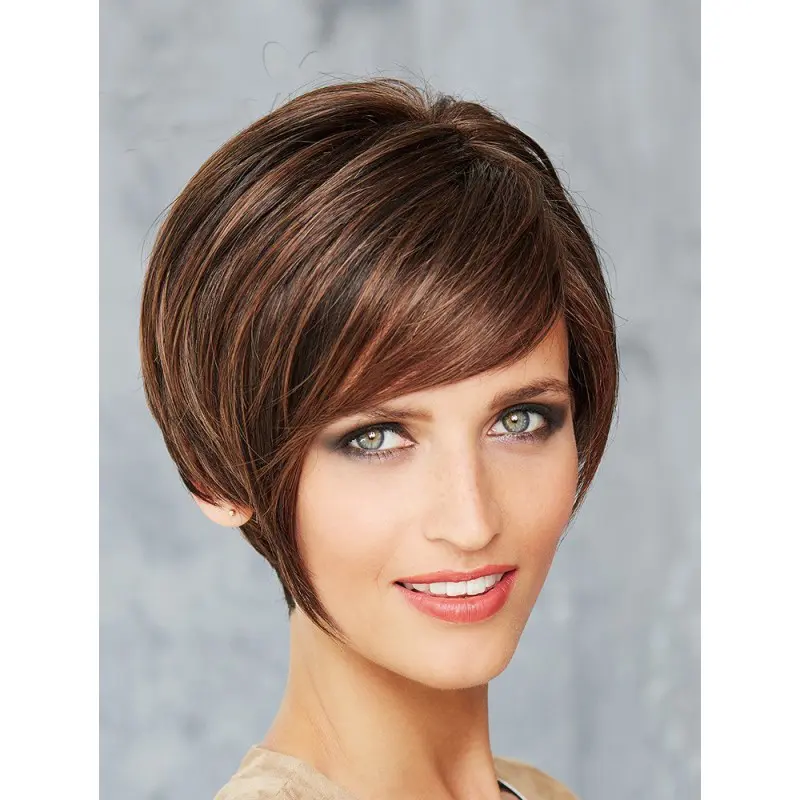 Monofilament Brown Synthetic 8" Short Bob Style Wigs