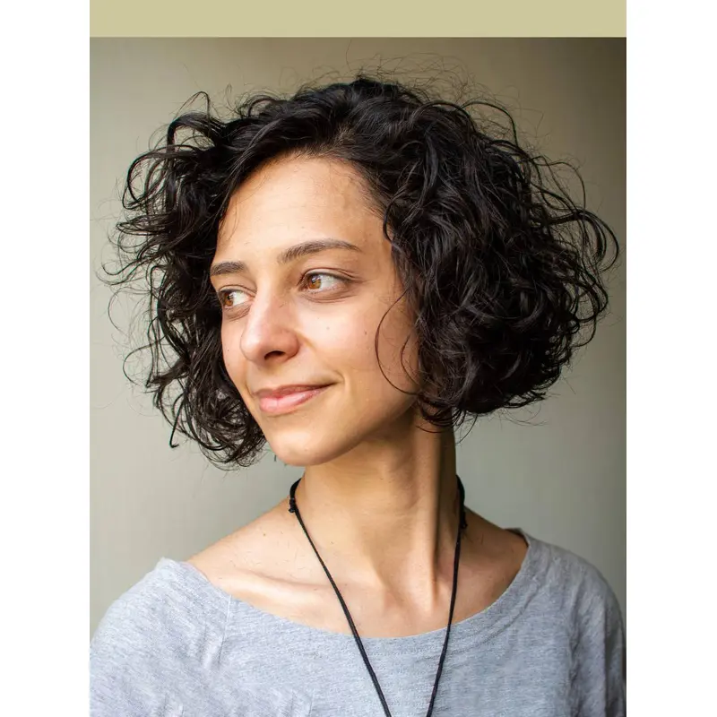 Short Curly Bob Wigs 8" Black Monofilament Synthetic Wigs