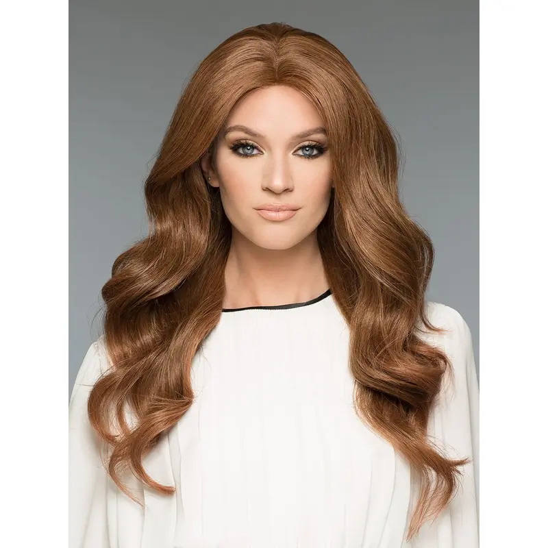 Wavy Brown Without Bangs Hand Made Human Hair Wig