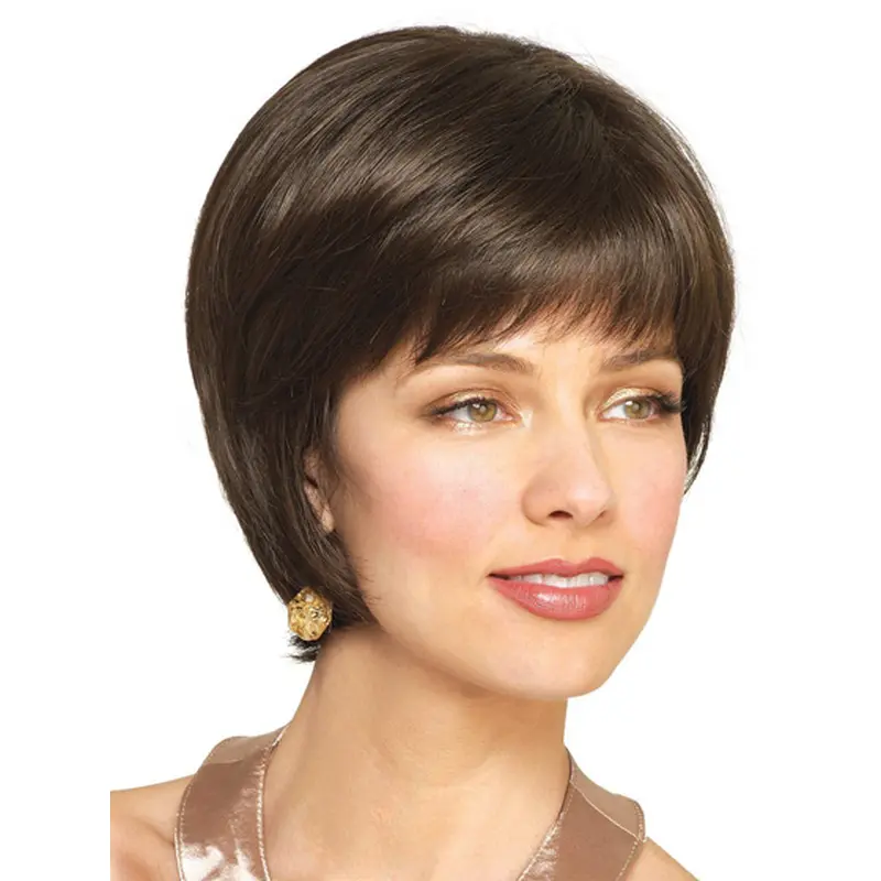 Brown Straight Remy Human Hair Unique Short Wigs