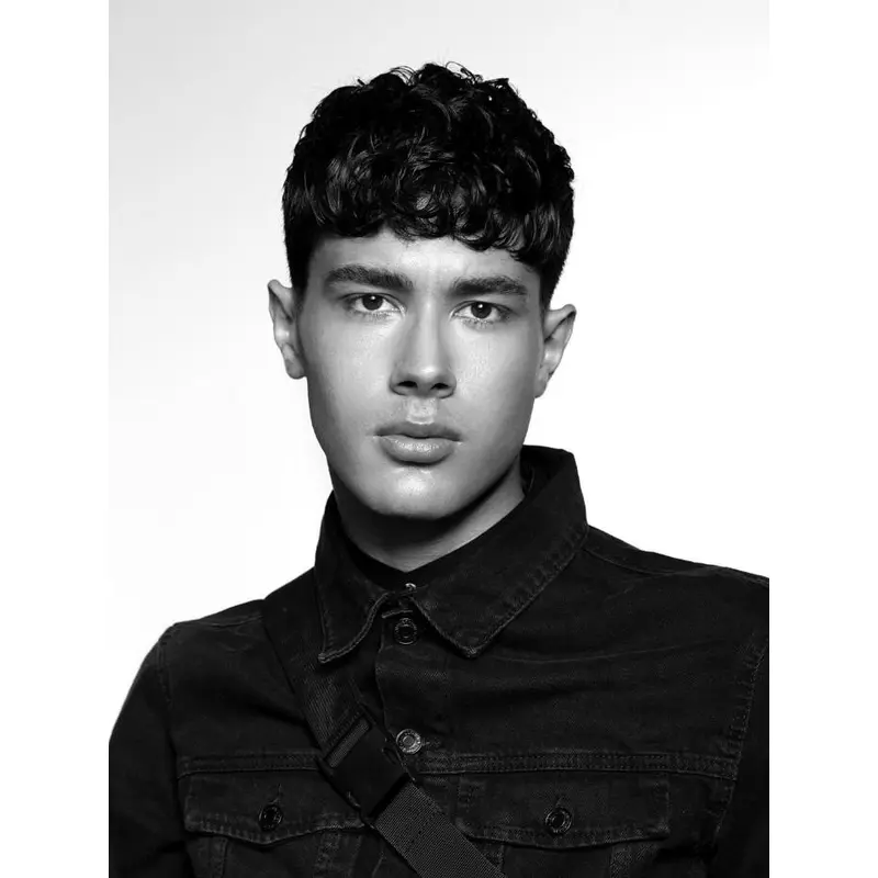 Medium Curly Monofilament Black Remy Human Hair Men Wigs With Fringe