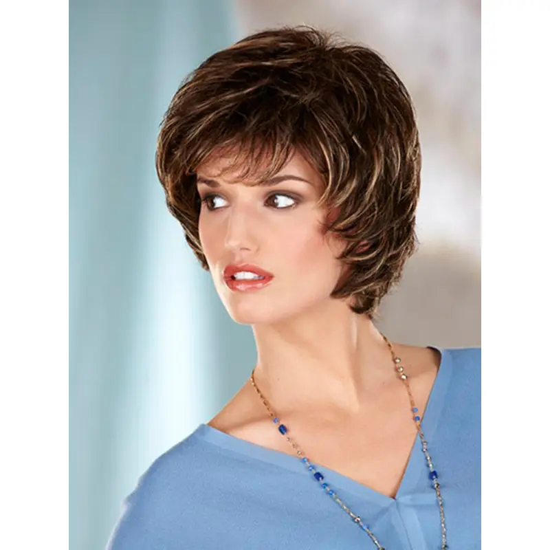 Online Brown Wavy Chin Length Classic Wigs