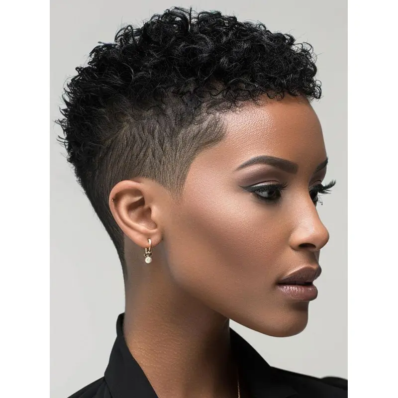 Short Pixie Cut Wigs For African American 4" Boycuts Monofilament Wigs