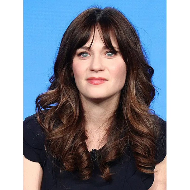 18" Capless Long Synthetic Curly Zooey Deschanel Wigs