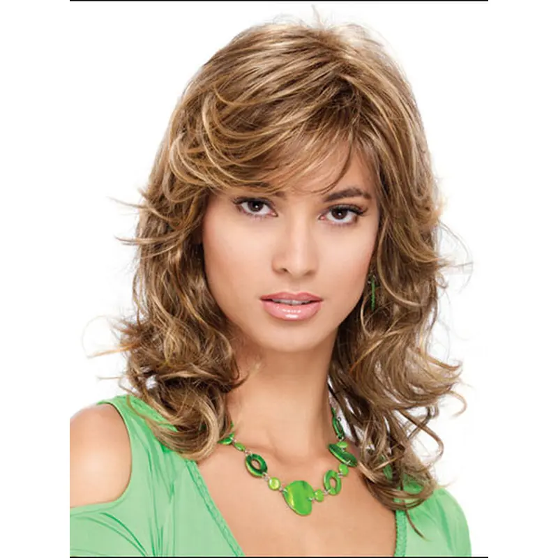 Classic Pleasing Blonde Curly Medium Wigs