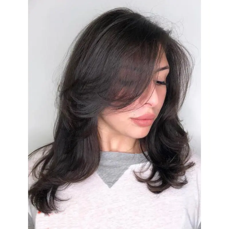 Long Black Wigs Wavy Lace Front Synthetic Black Layered Wigs