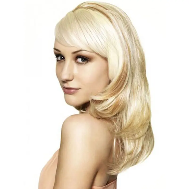 No-fuss Blonde Wavy Long Human Hair Wigs & Half Wigs