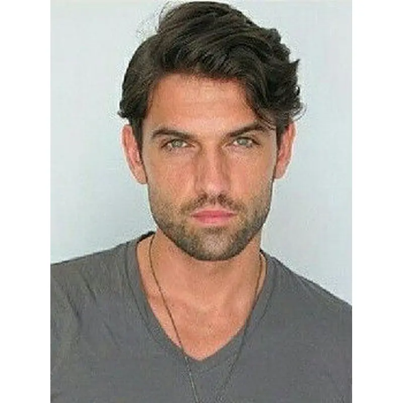 Short Hair Wigs For Men Black Layered Wavy 4" Wigs