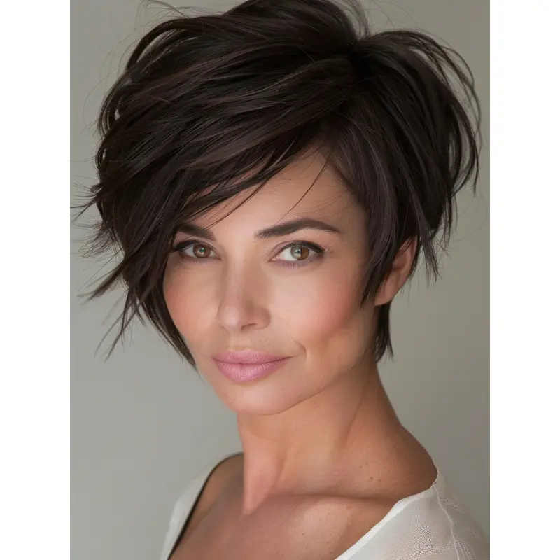 Short Pixie Wigs For Black Hair 6" Wavy Monofilament Wigs