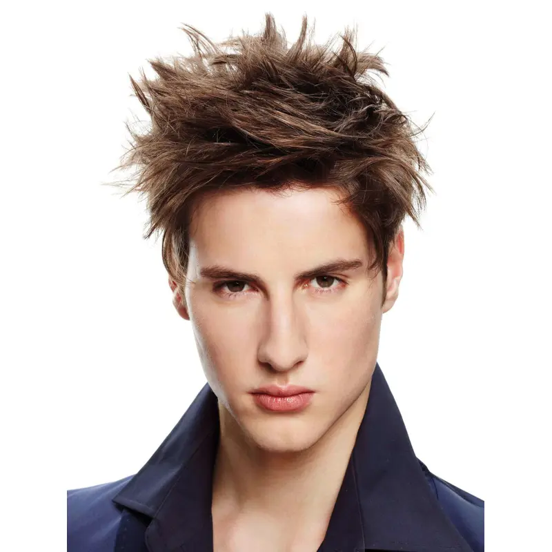 Sleek Brown Straight Cropped Men Wigs