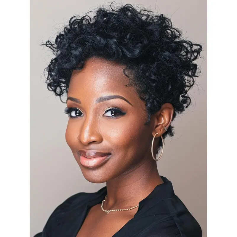 Wigs For Older African American 4" Curly Synthetic Wigs