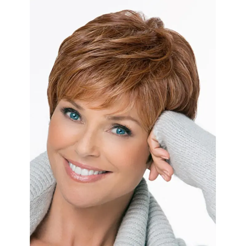 Brown Great Monofilament Straight Short Wigs