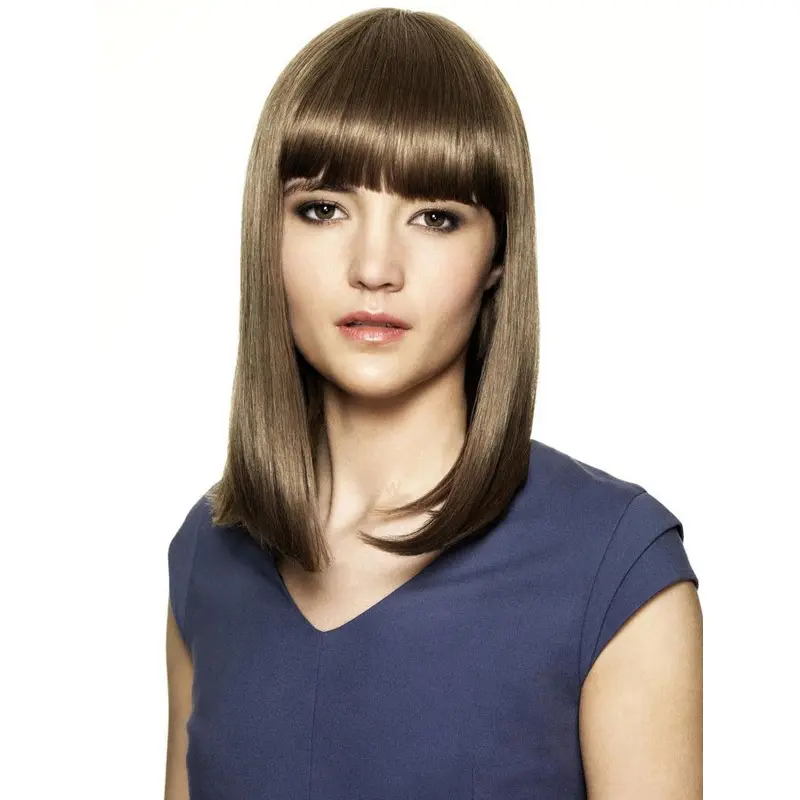 Elegant Brown Straight Shoulder Length Human Hair Wigs