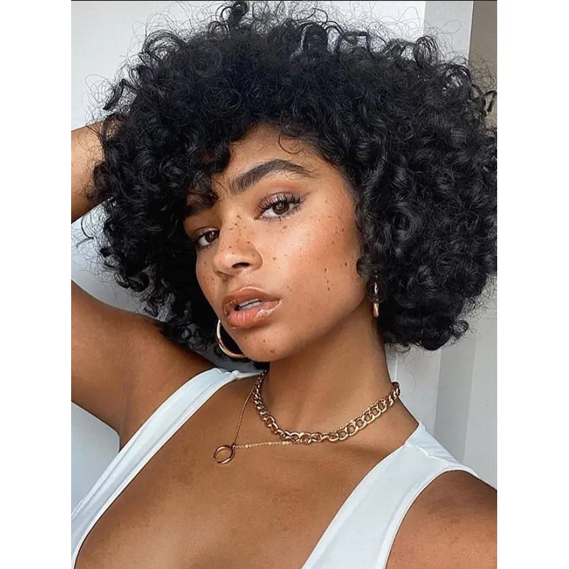 Human Hair Bob Wigs For African American Monofilament 8" Black Wigs