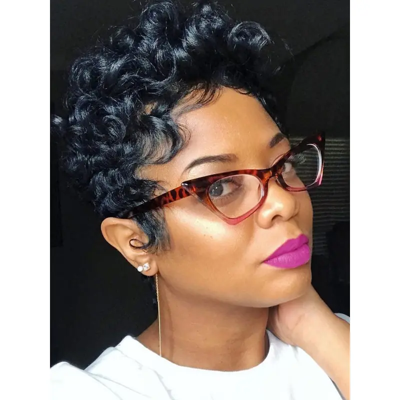 Short Curly Wigs African American 4" Boycuts Monofilament Wigs