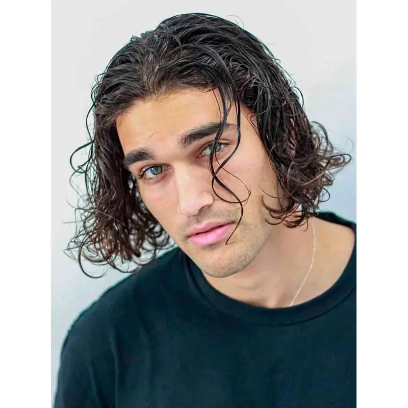 Short Men Wig Curly Sythetic 8" Without Bangs Wigs