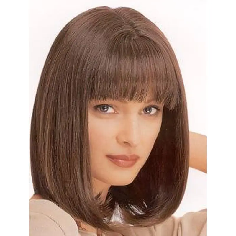 Suitable Brown Straight Shoulder Length Synthetic Wigs