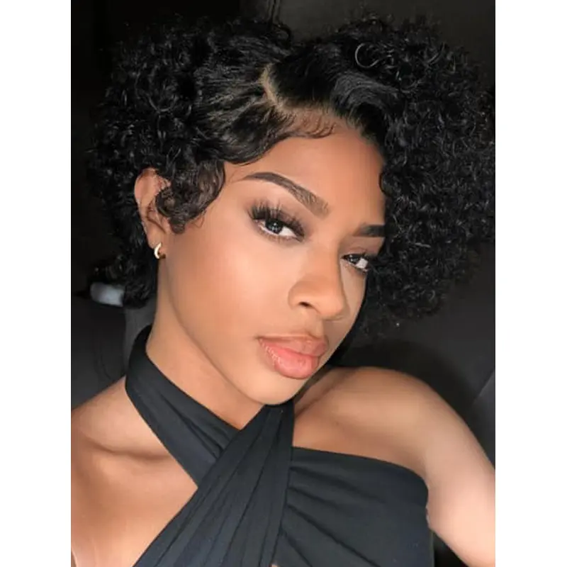 Wigs For Older African American Black Curly 8" Wigs