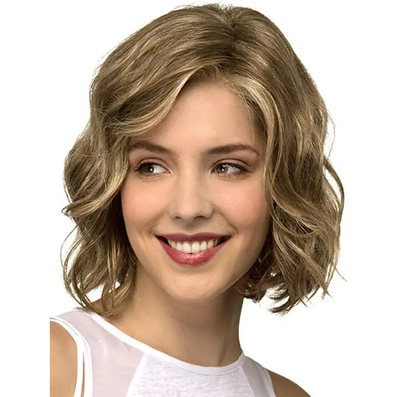 10" Wavy Blonde Bobs Medium Wigs